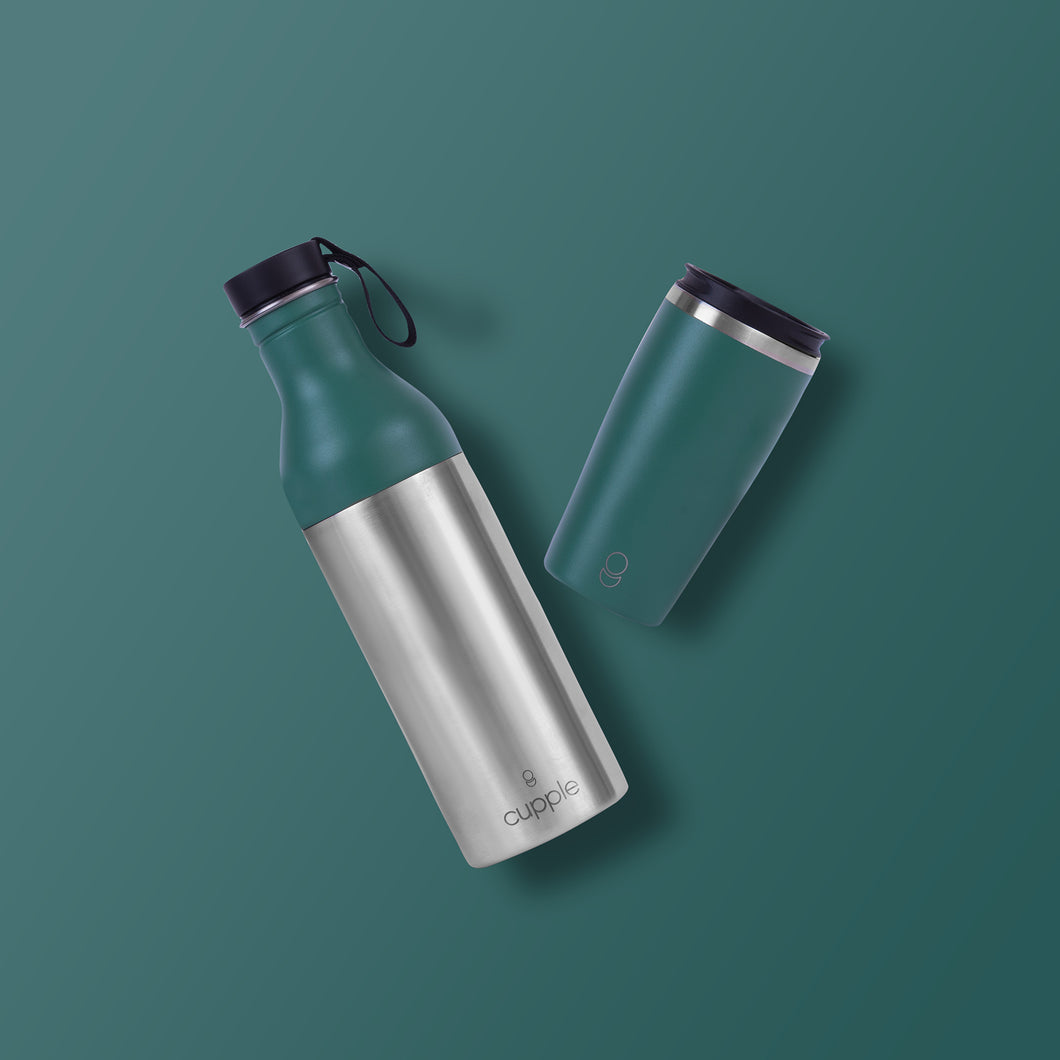 Peacock Green Cup + Bottle