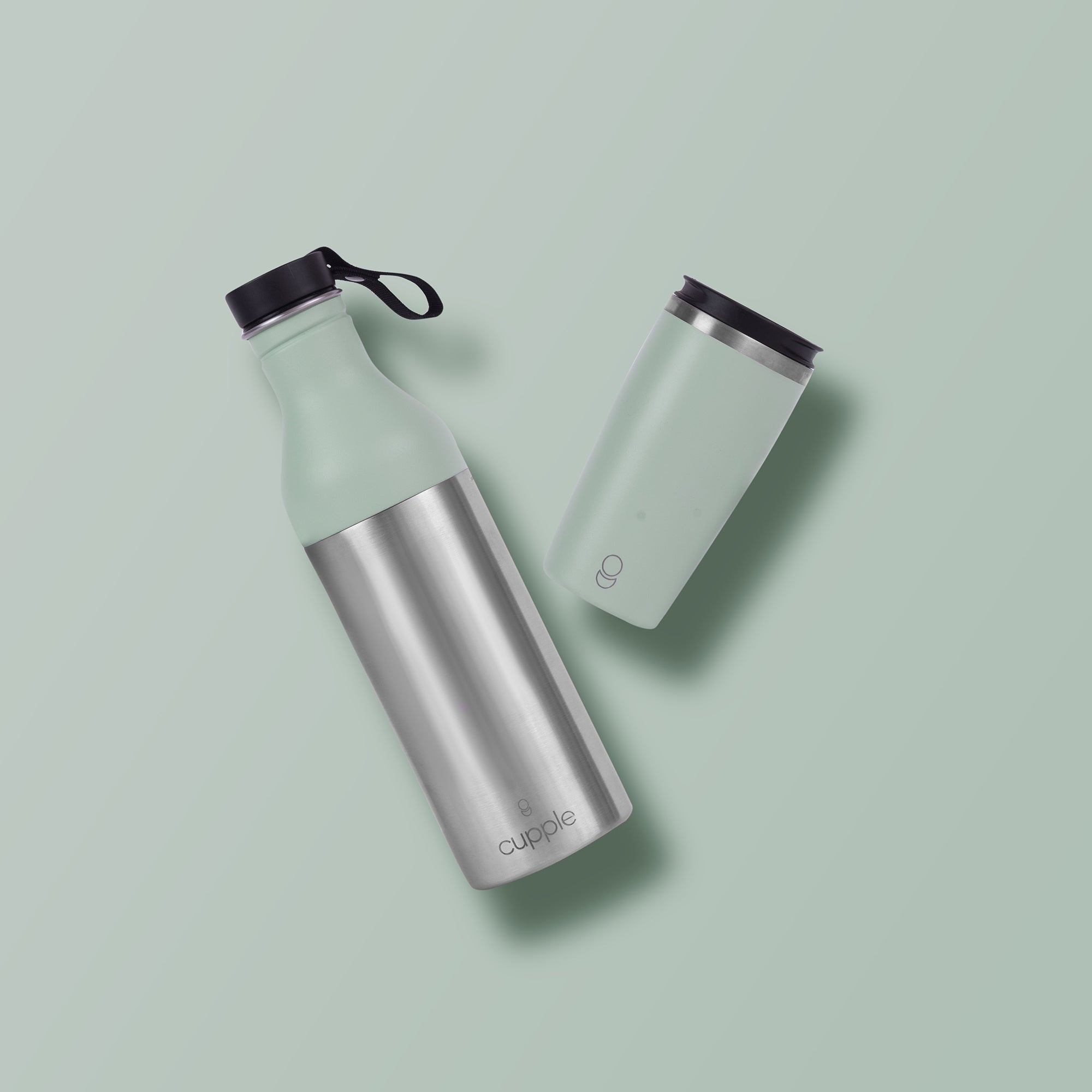 Combined 2-in-1 reusable coffee cup + water bottle